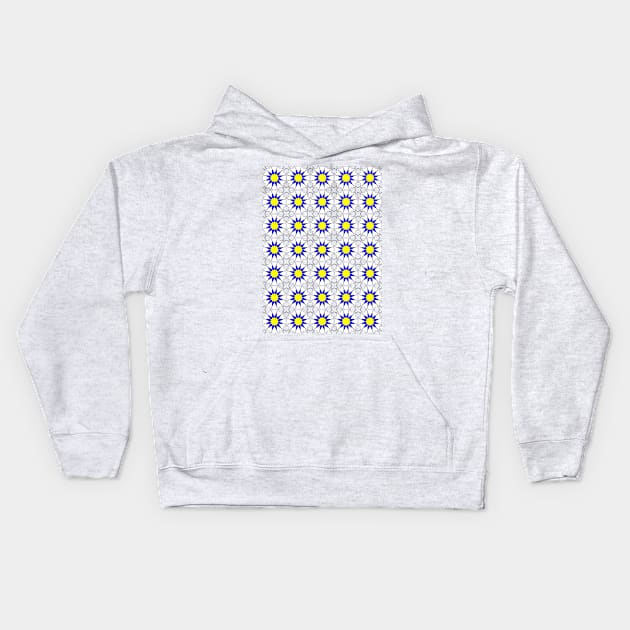 Islamic Geometric pattern 002 Blue & Yellow Kids Hoodie by rupertrussell